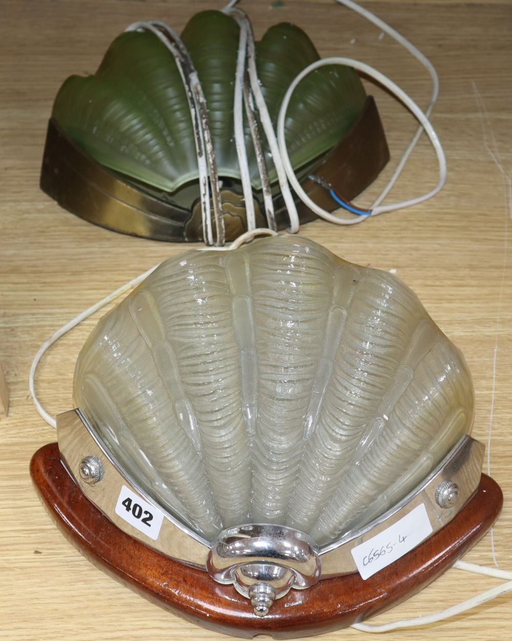 Two Art Deco shell wall lights